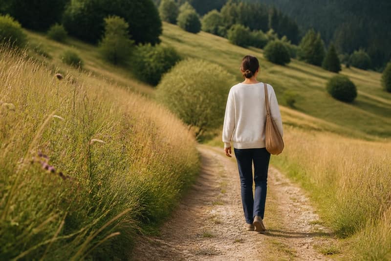Persona su un sentiero nella natura